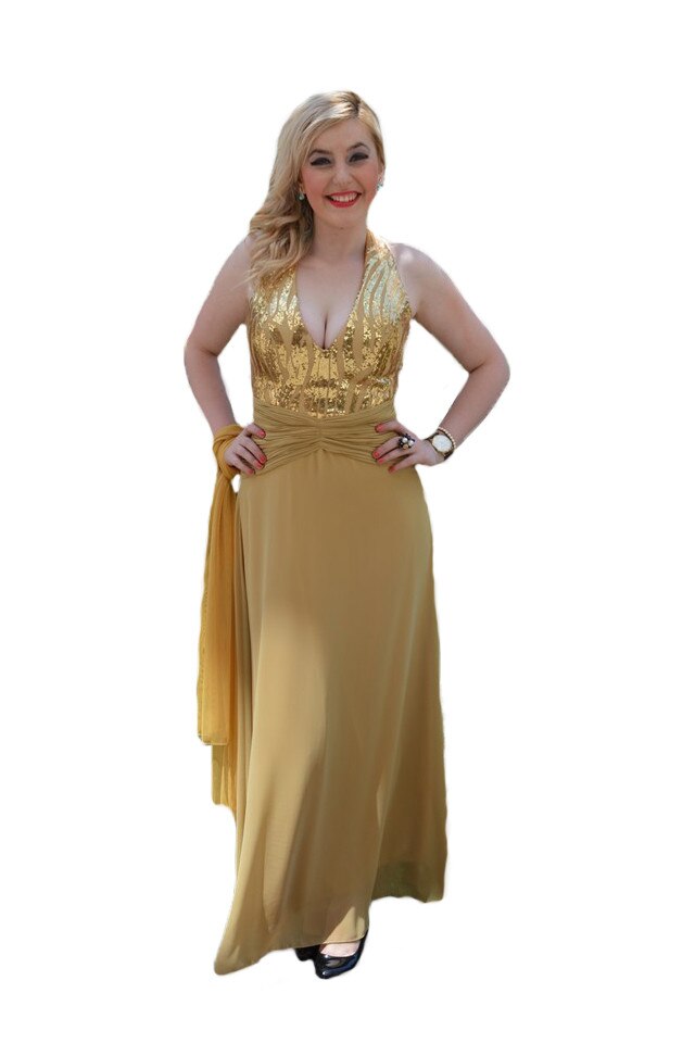 Rochie spectaculoasa cu decupaj indraznet la bust, D&J Exclusive, Galben
