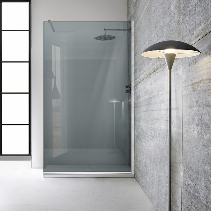 AQUA ROY- inox zuhanyfal, 70x195cm, vízkő elleni kezeléssel, 8 mm vastag szürke üveg