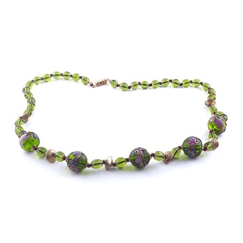 Colier FLOREALE culoare verde olive din sticla de Murano, 60 cm, Bijuterii Original Murano Colier FLOREALE culoare verde olive din sticla de Murano, 60 cm, Bijuterii Original Murano