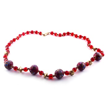 Colier FLOREALE culoare rosu din sticla de Murano, 60 cm, Bijuterii Original Murano Colier FLOREALE culoare rosu din sticla de Murano, 60 cm, Bijuterii Original Murano