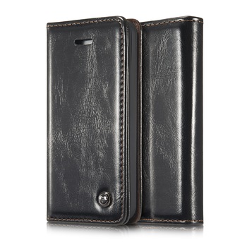 Husa iPhone SE (1st gen. 2016), iPhone 5 / 5S, CaseMe, piele fina, tip portofel, stand, inchidere magnetica, Negru Husa iPhone SE (1st gen. 2016), iPhone 5 / 5S, CaseMe, piele fina, tip portofel, stand, inchidere magnetica, Negru