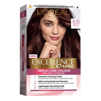 Vopsea de par permanenta cu amoniac L'Oreal Paris Excellence Creme 4.15 Saten Mediu Glacial, 192 ml Vopsea de par permanenta cu amoniac L'Oreal Paris Excellence Creme 4.15 Saten Mediu Glacial, 192 ml