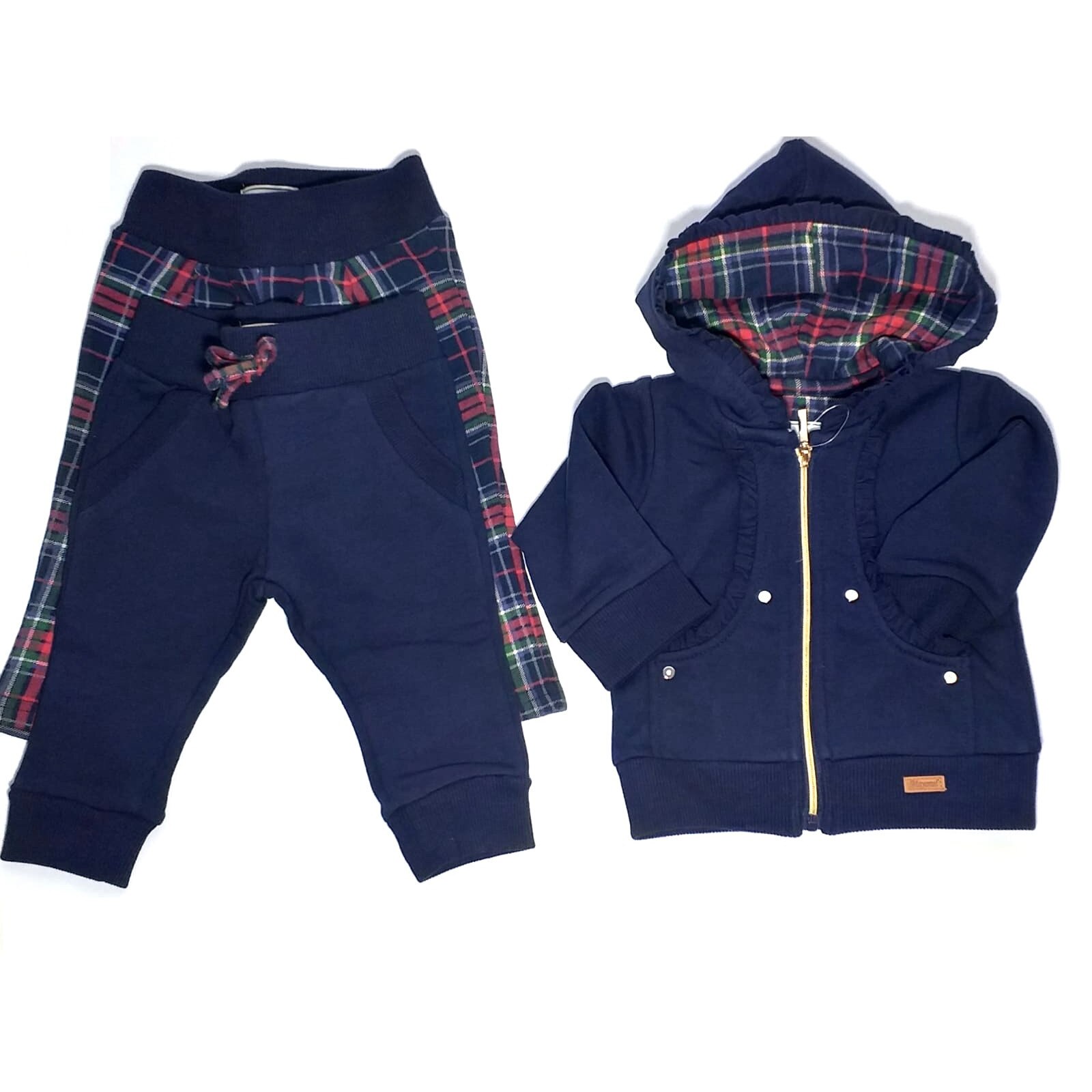 Compleu 3 piese fete 3 luni, Mayoral, hanorac / colanti carouri/ pantaloni sport