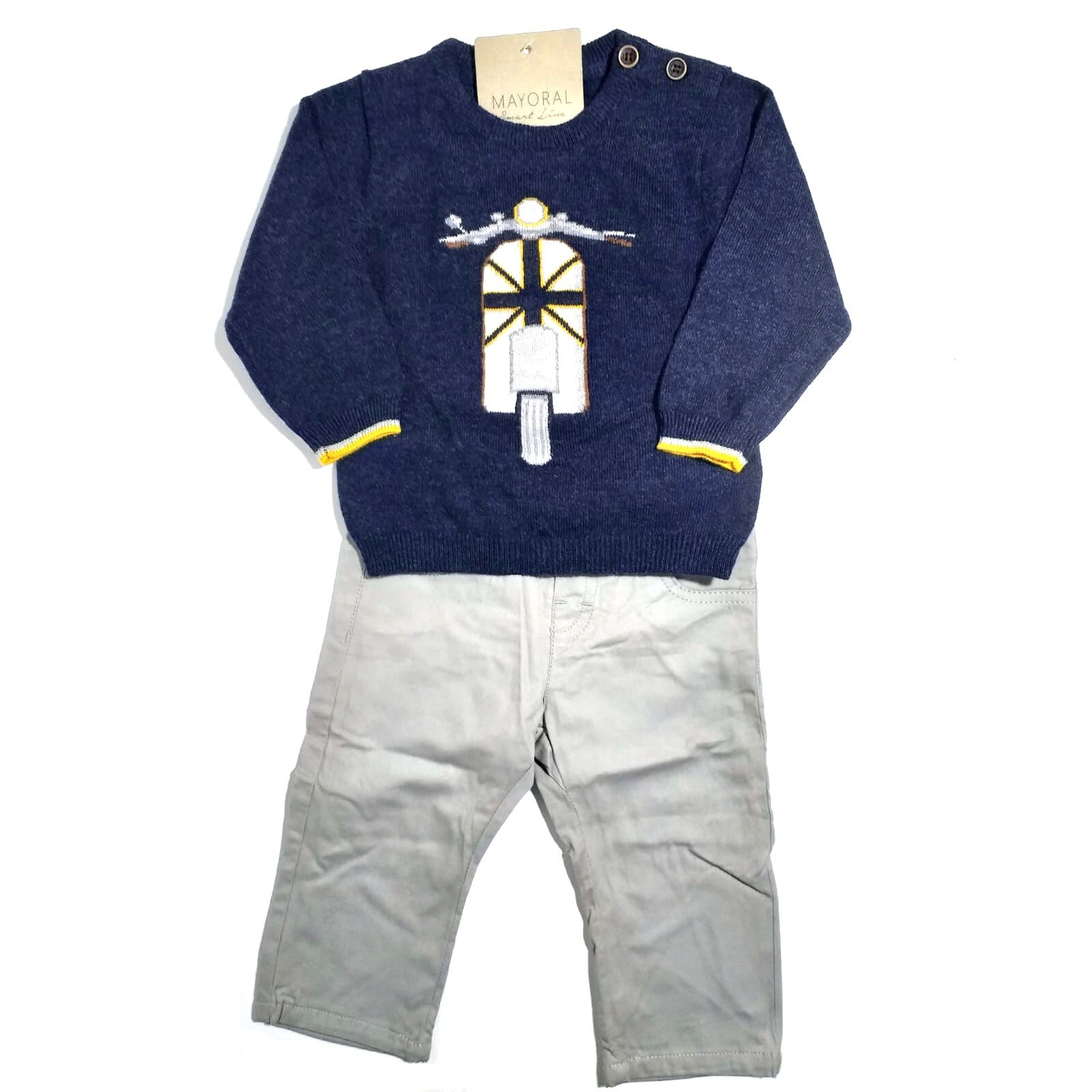 Compleu 2 piese Mayoral, Pulover/Pantaloni, Bleumarin/Gri