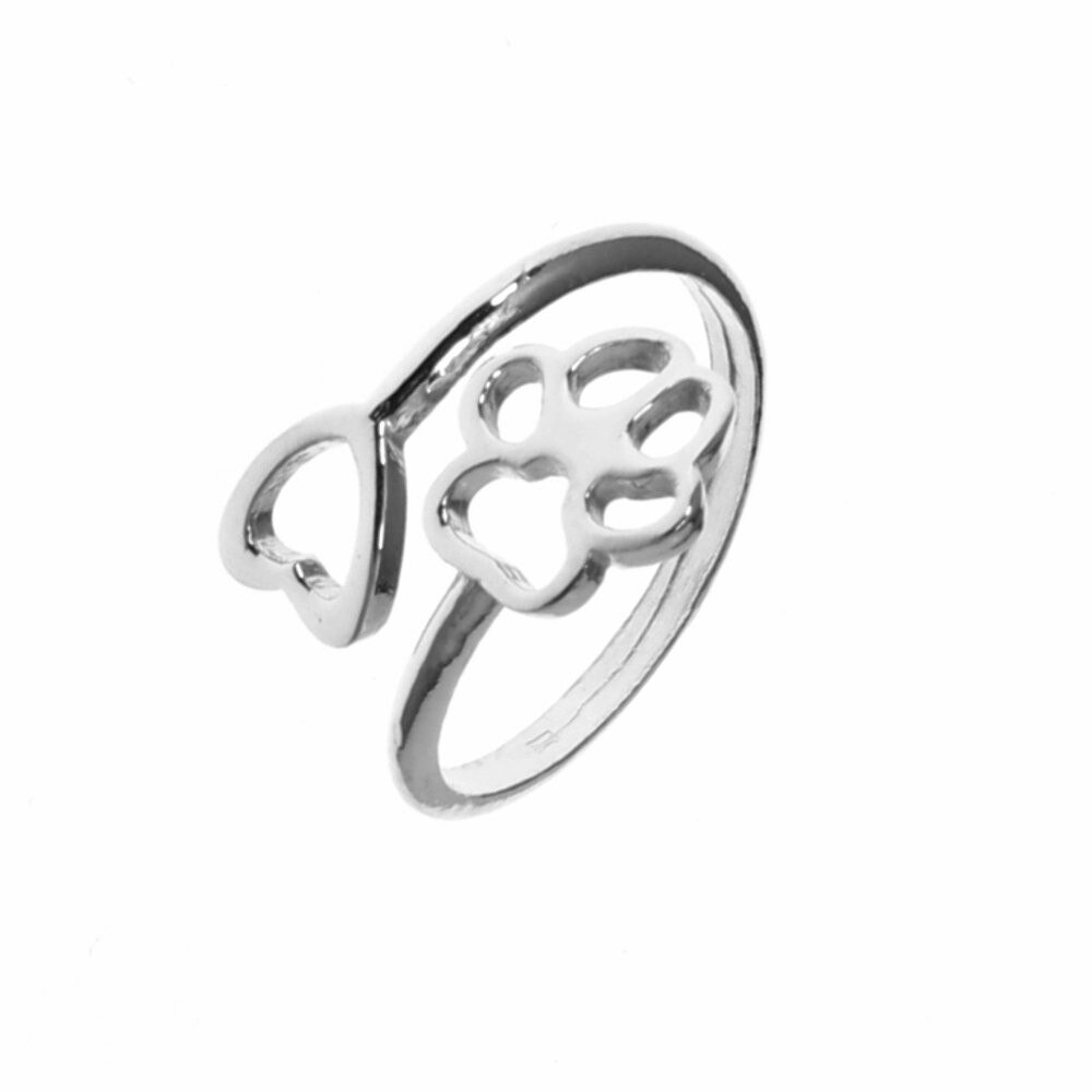 Inel reglabil, argint 925 placat cu rodiu, IJOO, Love Pets