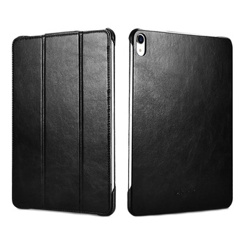 Husa din piele naturala, functie stand, auto on / off, iPad Pro 12.9 (2018) - iCarer Vintage, culoare Negru Husa din piele naturala, functie stand, auto on / off, iPad Pro 12.9 (2018) - iCarer Vintage, culoare Negru