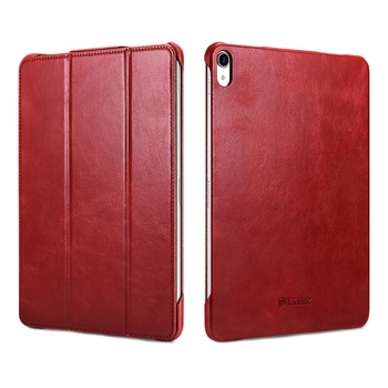 Husa din piele naturala, functie stand, auto on / off, iPad Pro 12.9 (2018) - iCarer Vintage, culoare Rosu burgund Husa din piele naturala, functie stand, auto on / off, iPad Pro 12.9 (2018) - iCarer Vintage, culoare Rosu burgund