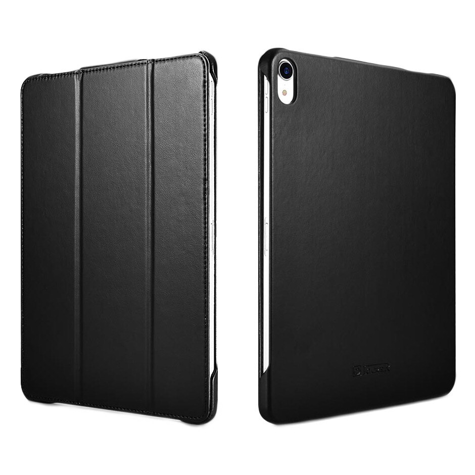 Husa piele, functie stand, auto on / off, iPad Pro 12.9 (2018) - iCarer Microfiber, culoare Negru