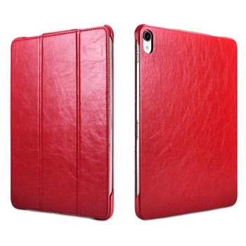 Husa iPad Pro 11 (2018), iCarer Microfiber, piele, functie stand, auto on / off, culoare Rosu burgund Husa iPad Pro 11 (2018), iCarer Microfiber, piele, functie stand, auto on / off, culoare Rosu burgund