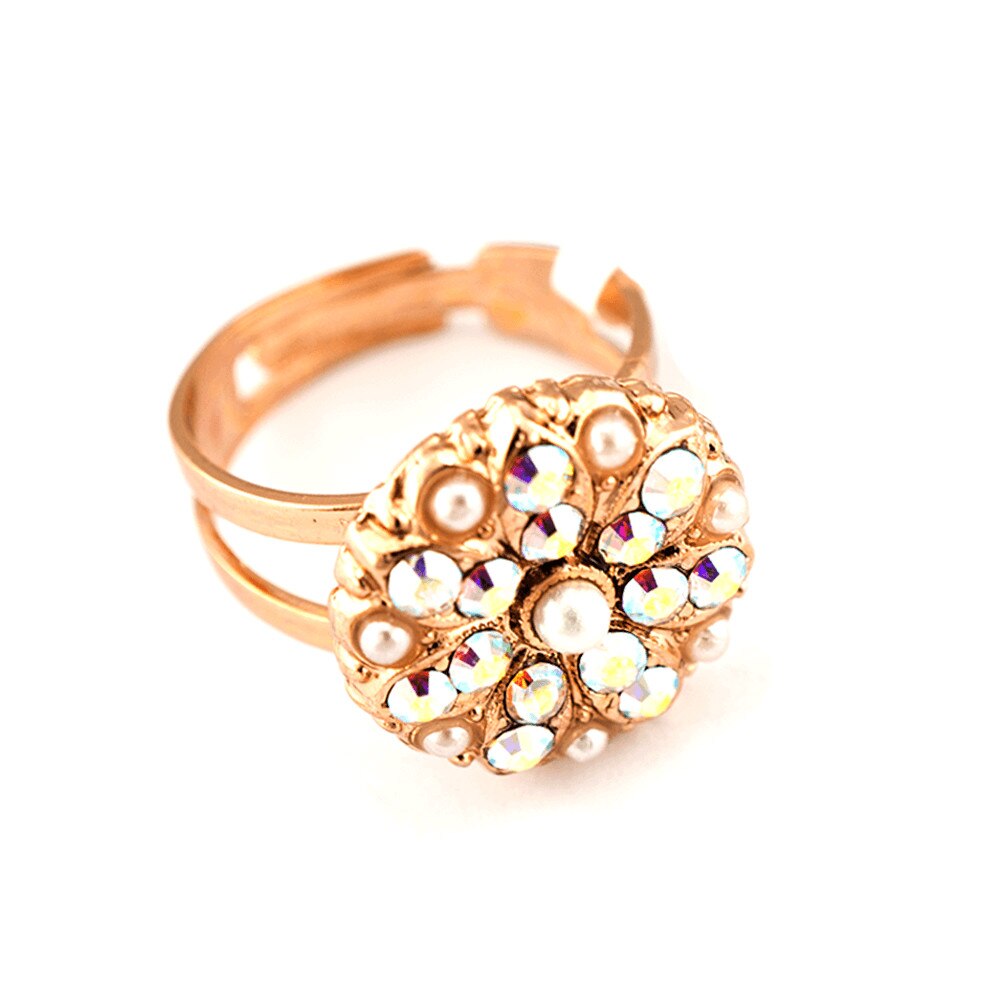 Inel placat cu Aur roz de 24K, Cristale si Pietre semipretioase, Guardian Angel by Roxannes - Mariana Jewellery, Alb 7217-M48001RG