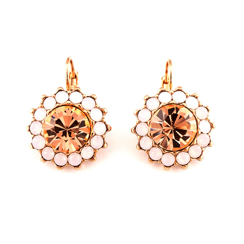 Cercei placati cu Aur roz de 24K, Cristale, Tiara Day by Roxannes - Mariana Jewellery, Alb/Roze 1317-2333RG6