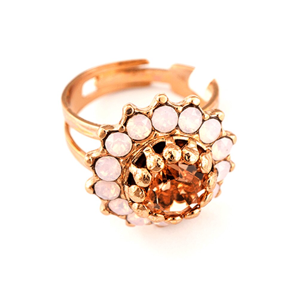 Inel placat cu Aur roz de 24K, Cristale, Tiara Day by Roxannes - Mariana Jewellery, Bej/Roze 7163-2333RG