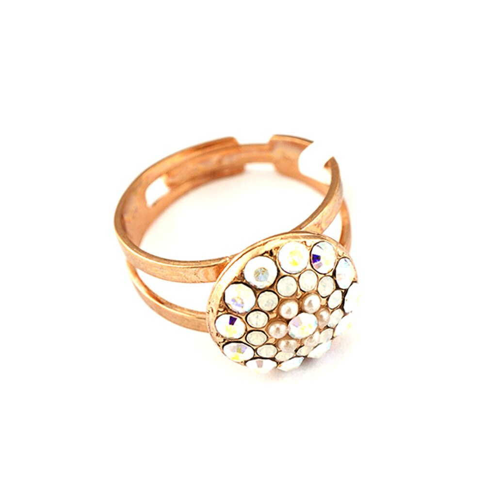 Inel placat cu Aur roz de 24K, Cristale, Seashell by Roxannes - Mariana Jewellery, Alb 7141/1-1201RG