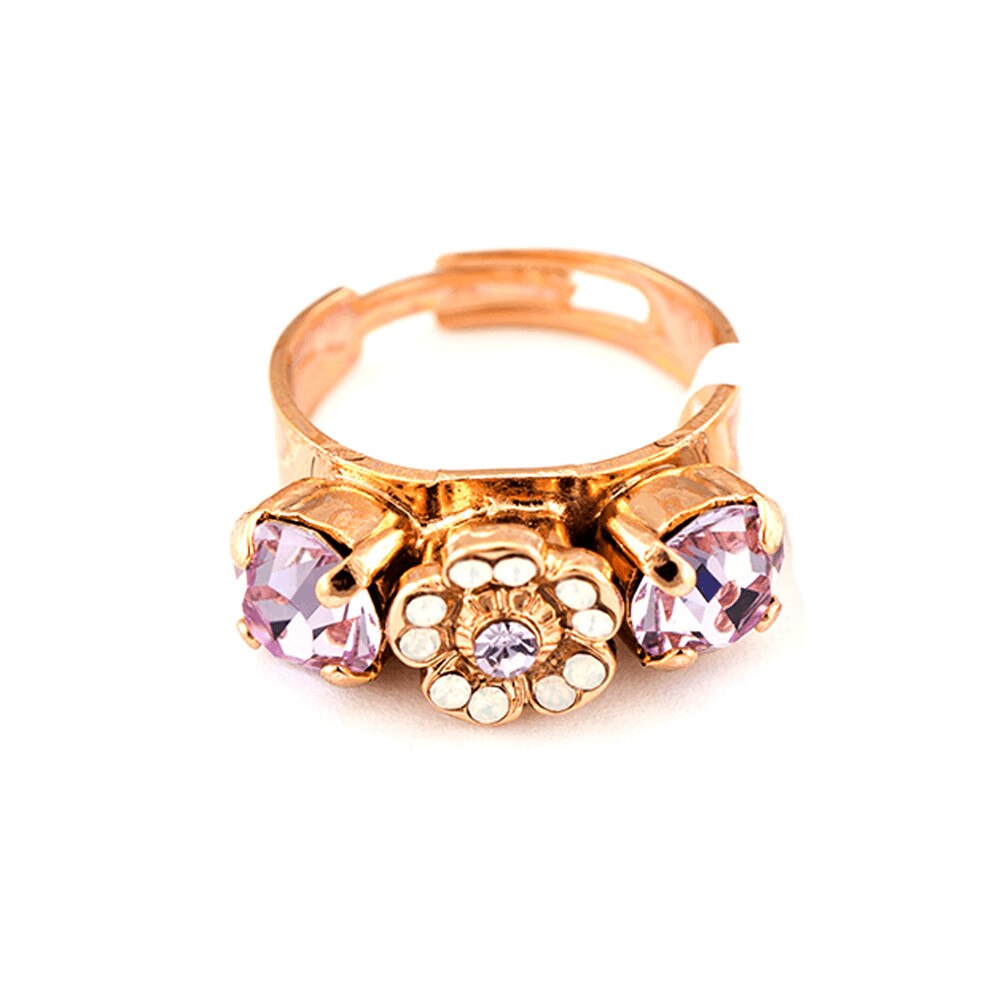 Inel placat cu Aur roz de 24K, Cristale si Pietre semipretioase, Elizabeth by Roxannes - Mariana Jewellery, Mov/Roze 7504/2-M83371RG