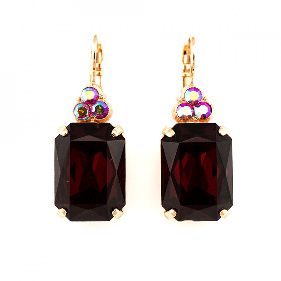 Cercei placati cu Aur roz de 24K, Cristale Swarovski, Poppy by Roxannes - Mariana Jewellery, Rosu 1225/1-208RG6