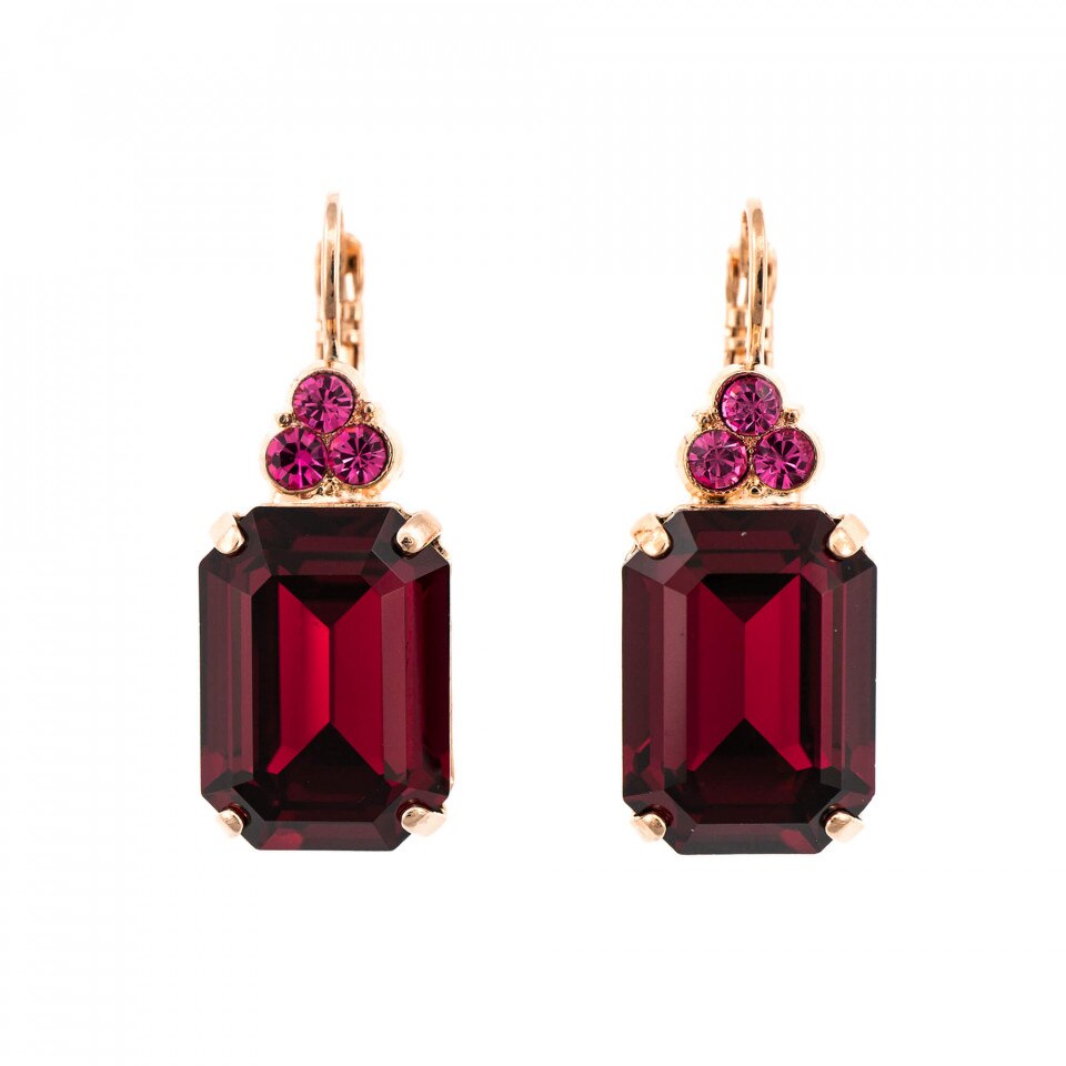 Cercei placati cu Aur roz de 24K, Cristale Swarovski, Happy by Roxannes - Mariana Jewellery, Fuchsia 1225/1-502209RG6