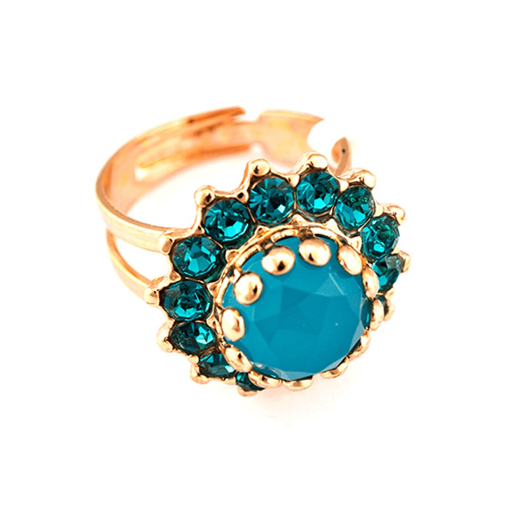 Inel placat cu Aur roz de 24K, Cristale si Pietre semipretioase, Julia by Roxannes - Mariana Jewellery, Albastru 7163-M3322RG