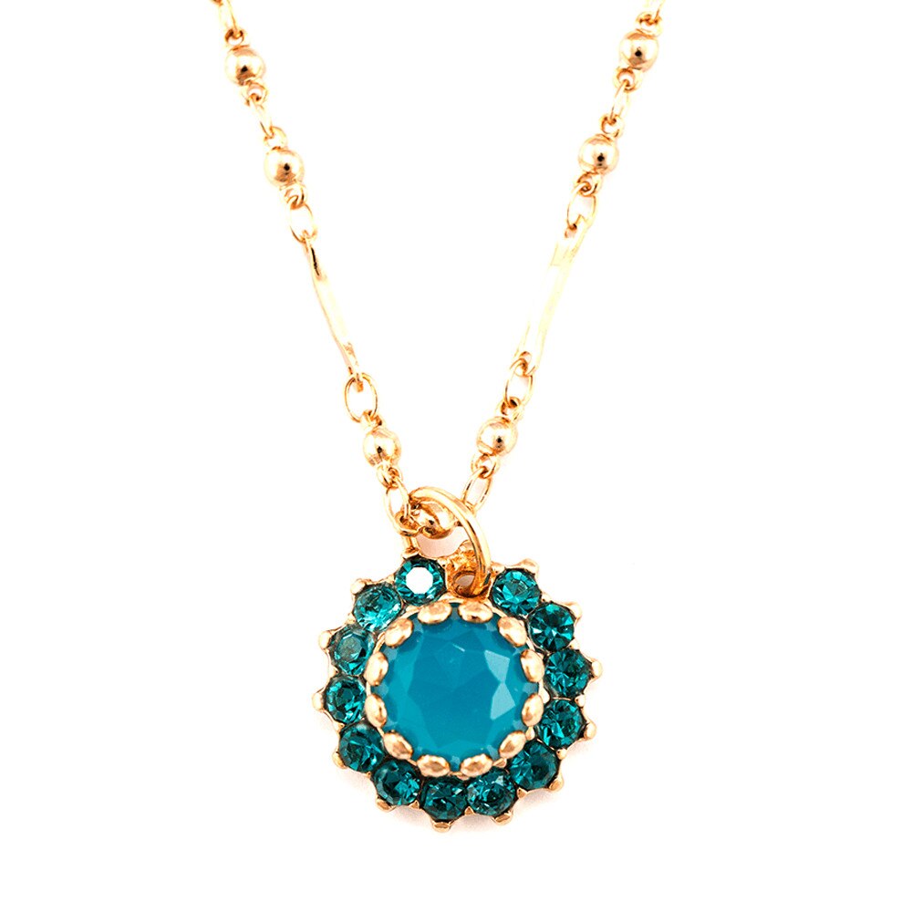Pandantiv cu lant placat cu Aur roz de 24K, Cristale si Pietre semipretioase, Julia by Roxannes - Mariana Jewellery, Albastru/Turquoise 5163-M3322RG