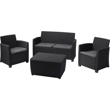 Set mobilier gradina ALLIBERT Corona cu masa multifunctionala, 4 piese, culoare gri