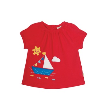 Tricou Amelia cu barcuta, bumbac organic, rosu, copii Tricou Amelia cu barcuta, bumbac organic, rosu, copii