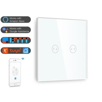 Intrerupator inteligent WiFi+RF touch pentru jaluzele electrice compatibil Google Home si Alexa Alb Intrerupator inteligent WiFi+RF touch pentru jaluzele electrice compatibil Google Home si Alexa Alb