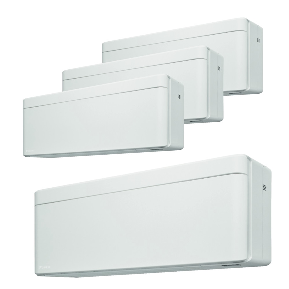 Sistem aer conditionat Daikin pentru 4 incaperi, multisplit, capacitate 6,80 kW, 3x7000 btu + 12000 btu Stylish White, Refrigerant R32, clasa A+++/A++, Bluevolution Inverter + ansamblu asimetric de amortizoare VibraZerro RX60XL