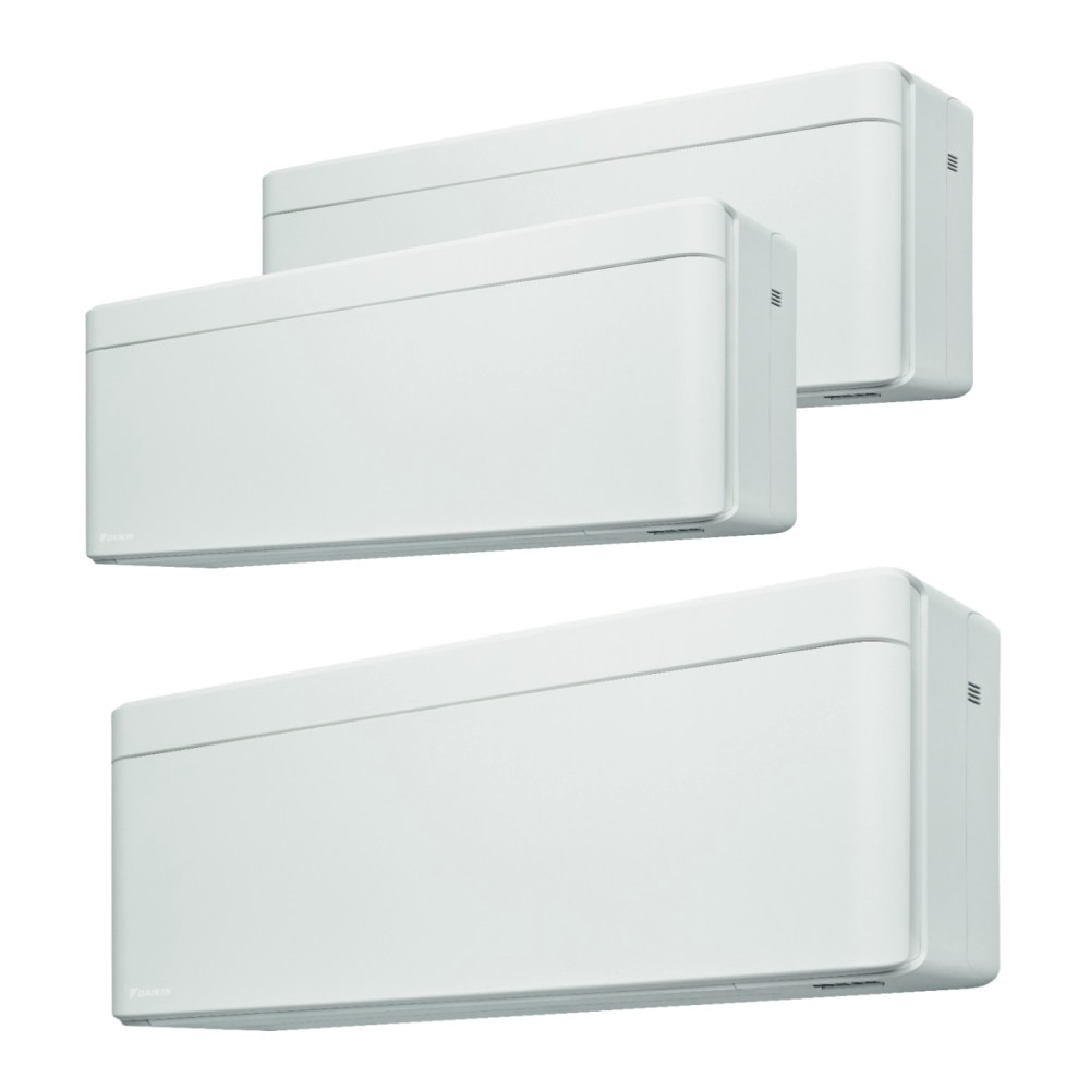 Sistem aer conditionat Daikin pentru 3 incaperi, multisplit, capacitate 6,80 kW, 7+9000 btu + 18000 btu Stylish White, Refrigerant R32, clasa A+++/A++, Bluevolution Inverter + ansamblu asimetric de amortizoare VibraZerro RX60XL