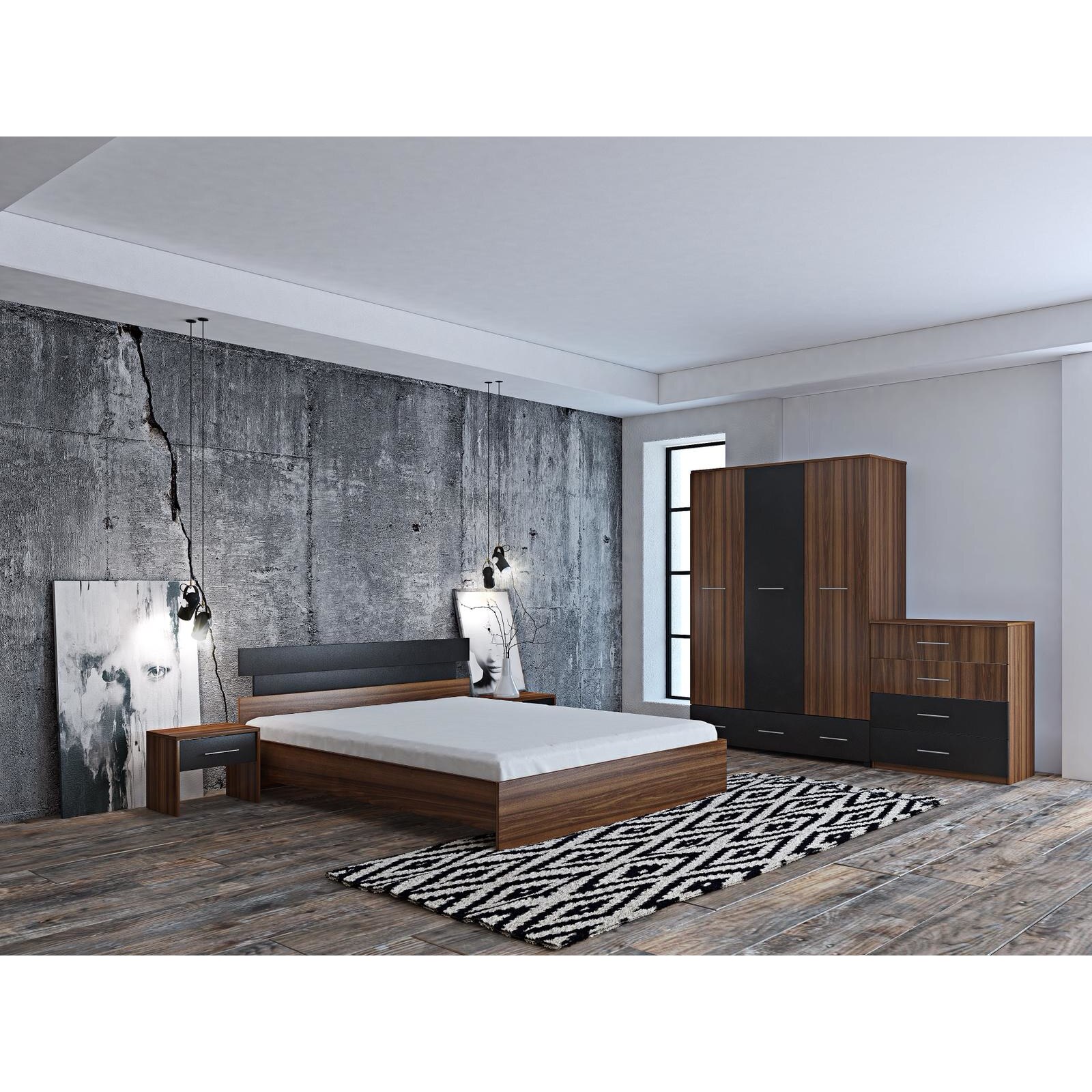 Set Dormitor Rhein,nuc+prun,pat 160x190cm