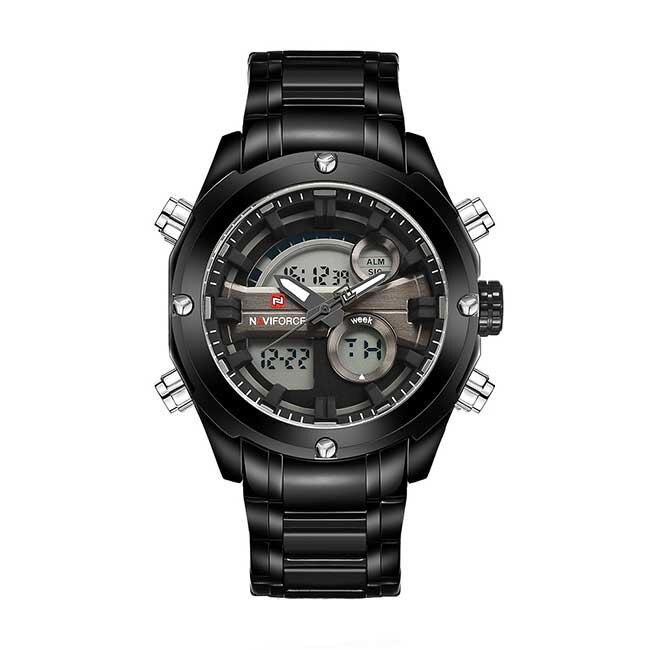 Ceas Barbatesc Quartz NAVIFORCE Casual Elegant Negru, CP9941NU, curea din aliaj, afisaj analog-digital