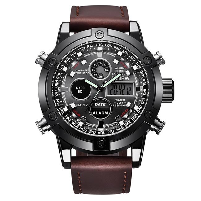 Ceas Barbatesc Quartz XINEW Casual Elegant Maro, CP99467MO, curea din piele, afisaj analog-digital