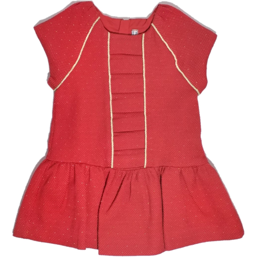 Rochie fete Mayoral , culoare rosu Bordeaux, cu insertii aurii, 9 luni