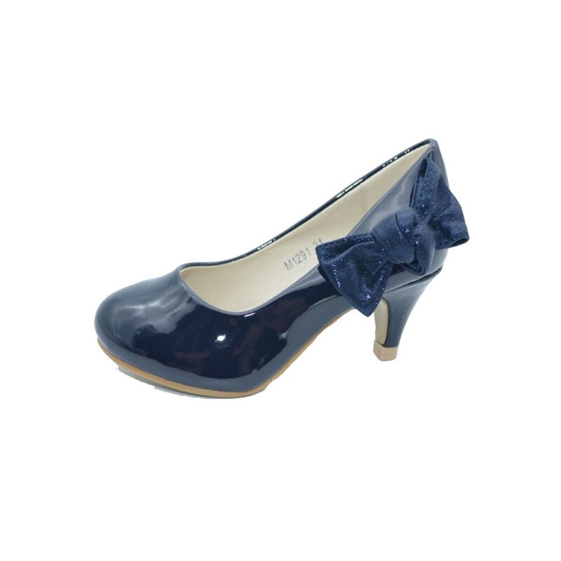 Pantofi eleganti cu toc pentru fetite MRS M1291B, Bleumarin