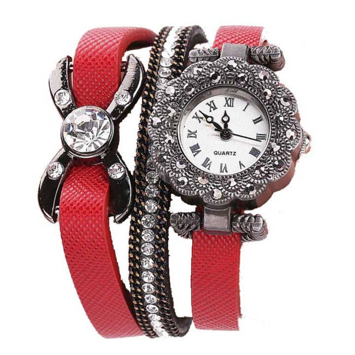 Ceas Dama Quartz CCQ Casual Elegant Rosu, CP9909RU, curea din piele, afisaj analog