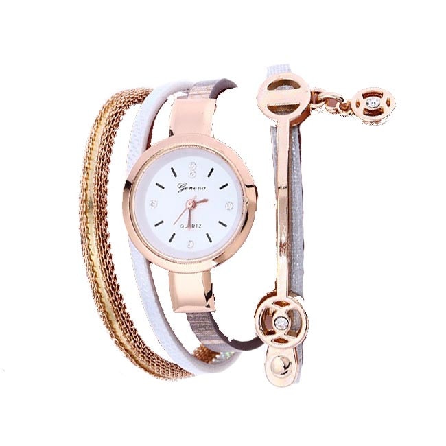 Ceas Dama Quartz Geneva Casual Elegant, CP9918GI, curea din piele, afisaj analog