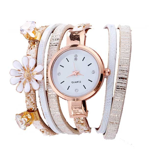 Ceas Dama Quartz Geneva Casual Elegant Alb, CP9998AB, curea din piele, afisaj analog