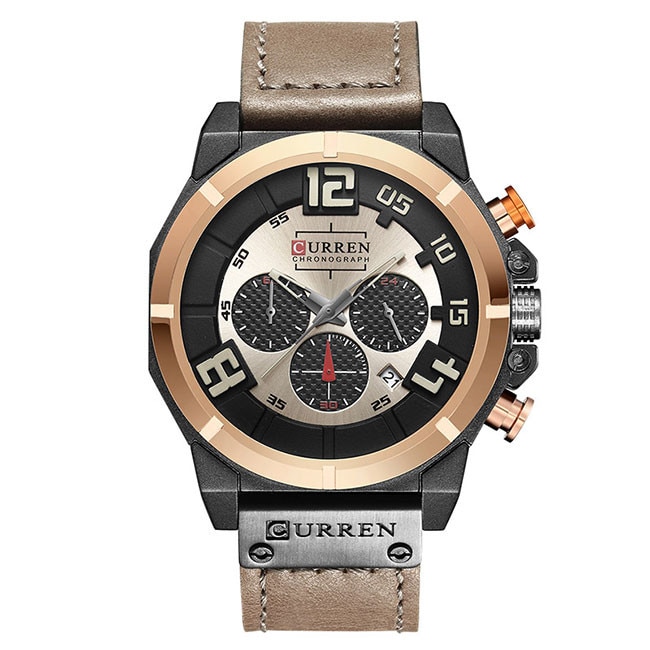 Ceas Unisex Quartz Curren Casual Elegant Gold, CP9622GD, curea din piele ecologica, afisaj analog