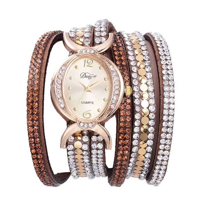 Ceas Duoya Dama Quartz Casual Elegant Maro, PN999629MO, curea din piele ecologica, afisaj Analog