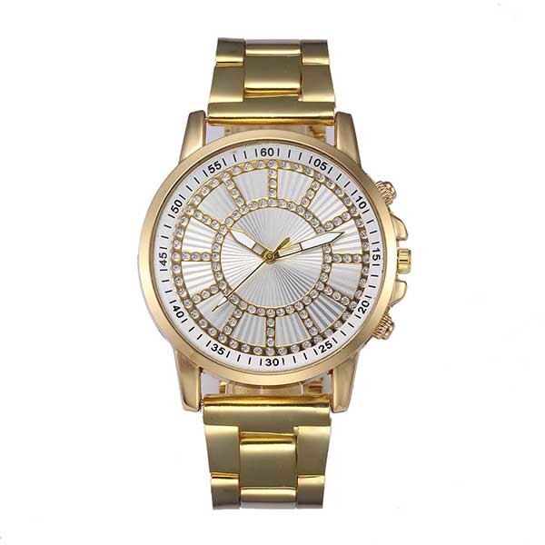 Ceas Dama Quartz Viser Casual Elegant Gold-alb, CP99403GAB, curea din metal (zale), afisaj analog