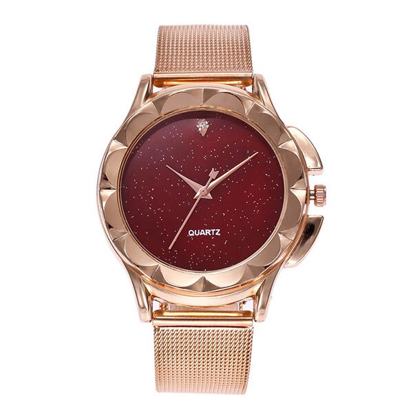 Ceas Dama Quartz Viser Casual Elegant Rosu, CP99210RU, curea din metal (mesh), afisaj analog