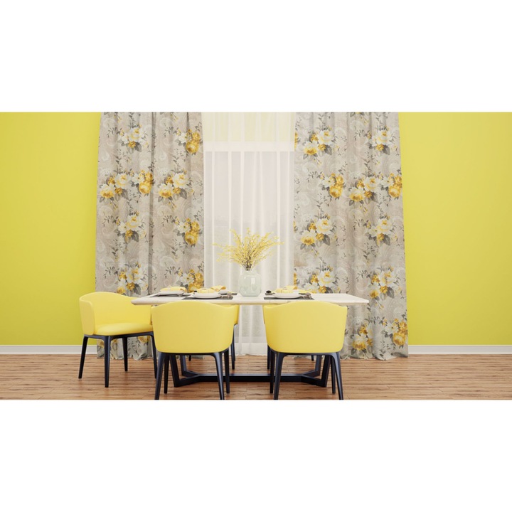 Готова завеса Екстерна "Rosela amarillo" с перделък 200х255 см., многоцветна