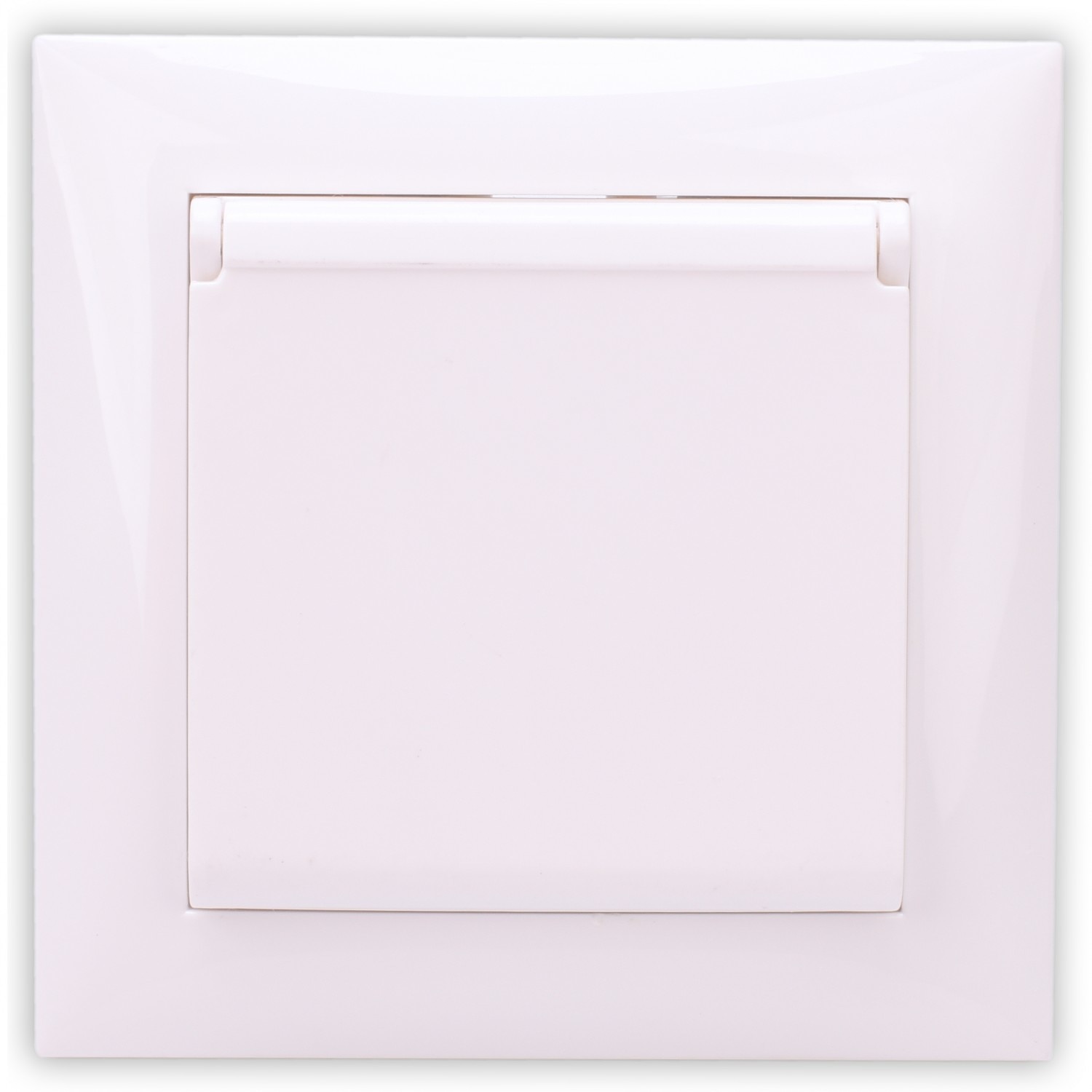 Priza Abex simpla, incastrata, cu capac, contact de protectie, culoare alba, 90 x 90 x 36 mm