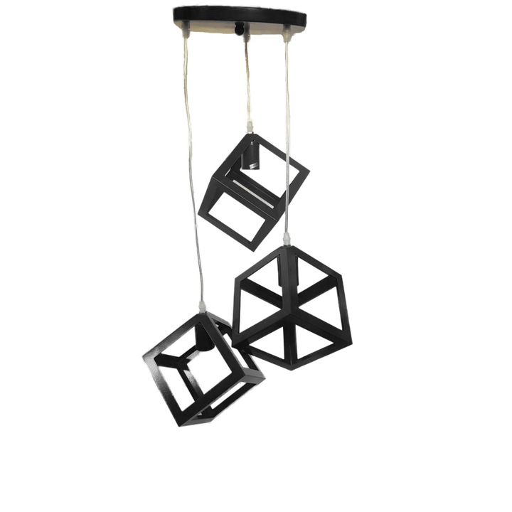 Lustra Full 528/3, negru, metal, inaltime ajustabila, 3*e27