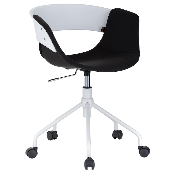 QMOBILI Charon Fekete irodai szék, szövet, fehér fém alap, fehér PP háttámla