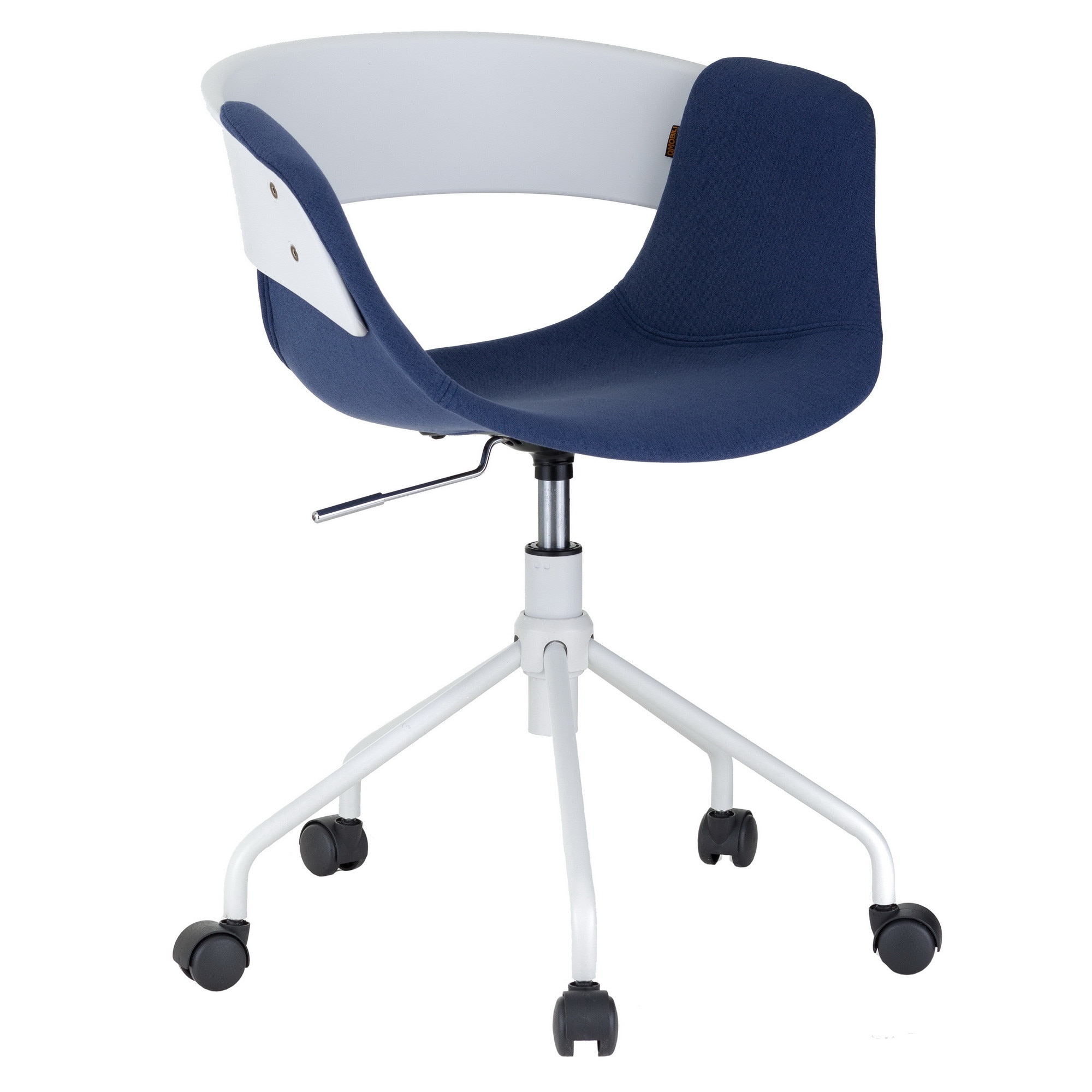 Scaun birou QMOBILI Charon Albastru, stofa, baza metal ALB, spate PP ALB