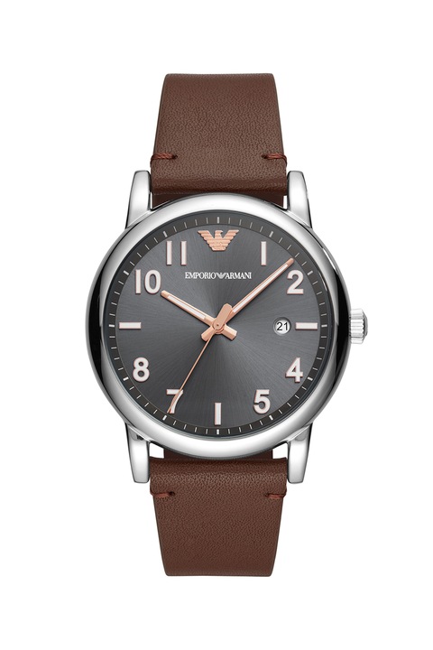 Emporio Armani, Ceas cu o curea de piele, Argintiu
