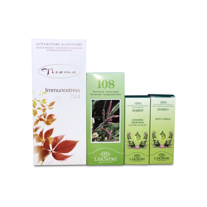 Pachet " Antistress" 3 uleiuri esentiale, Lakshmi, cadou extractul de plante "Immunostress" 500 ml
