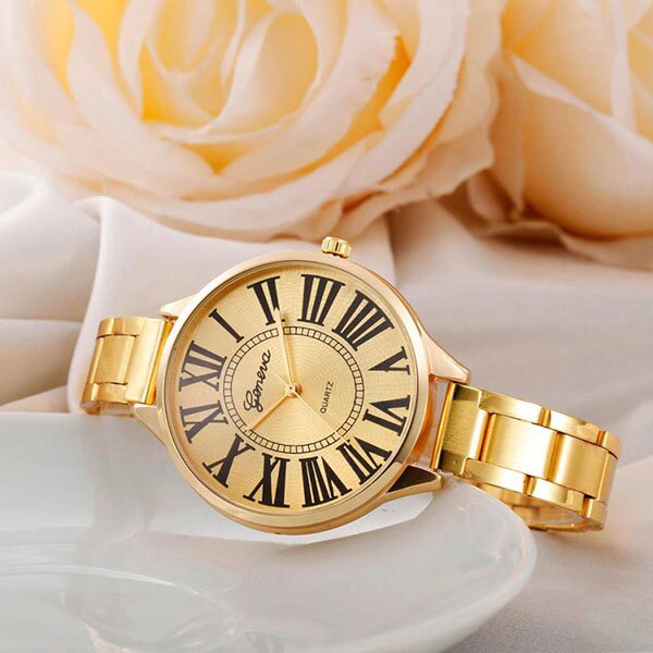 Ceas Dama Quartz Geneva Casual Elegant Gold, CP9969GD, curea din metal (zale), afisaj analog