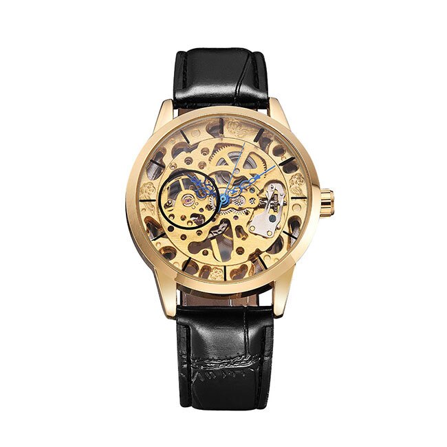 Ceas Unisex Mecanic Winner Casual Elegant Gold, CP9121GD, curea din piele, afisaj analog