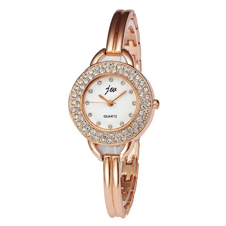 Ceas Dama Quartz jw Casual Elegant Gold-alb, CP9326GAB, curea din metal (zale), afisaj analog