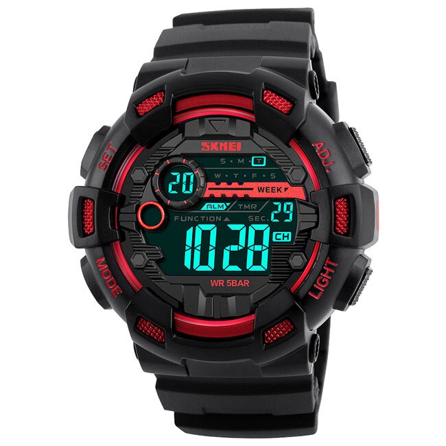 Ceas Unisex Quartz SKmei Sport Rosu, CP9995RU, curea din silicon, afisaj digital